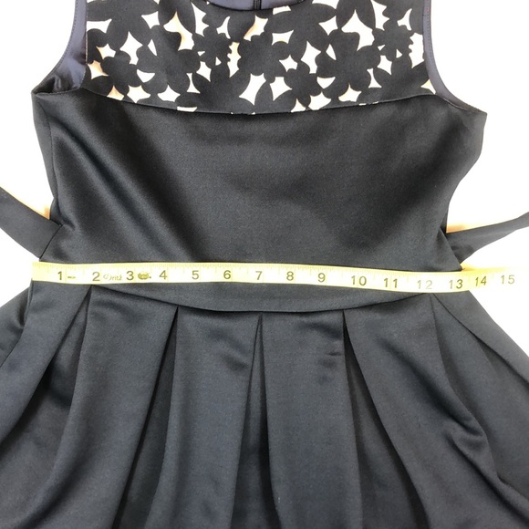 Bonnie Jean Dark Navy Blue Cutout Print Tie Front Pleated Formal Dress - Picture 5 of 13